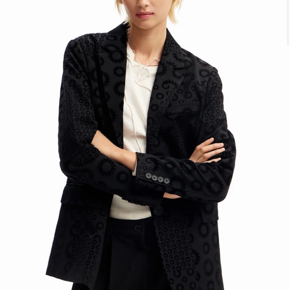Desigual Women’s Black Geometric Flocked Blazer